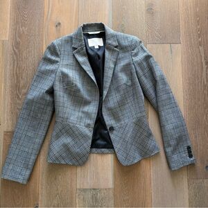 Banana Republic Charcoal Checkered Blazer and skirt
